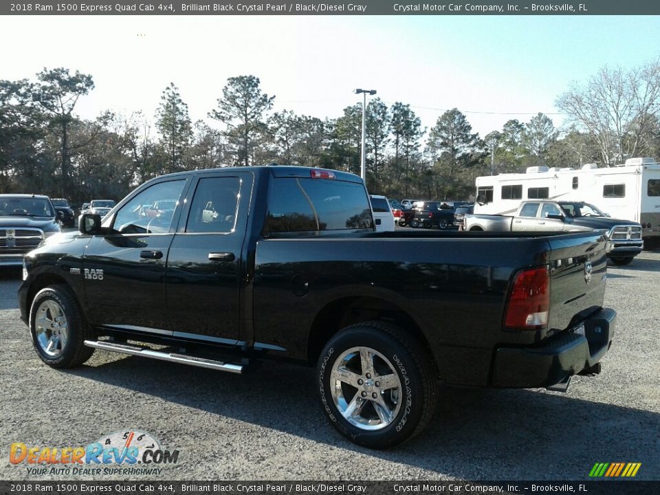 2018 Ram 1500 Express Quad Cab 4x4 Brilliant Black Crystal Pearl / Black/Diesel Gray Photo #3