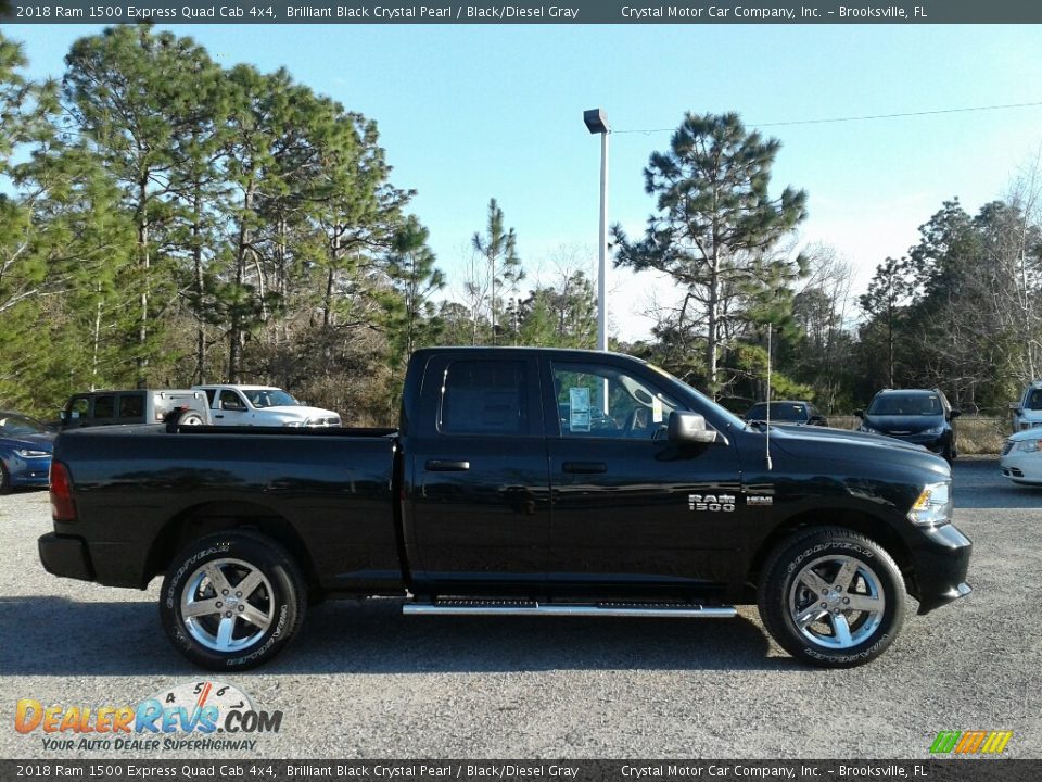 2018 Ram 1500 Express Quad Cab 4x4 Brilliant Black Crystal Pearl / Black/Diesel Gray Photo #6