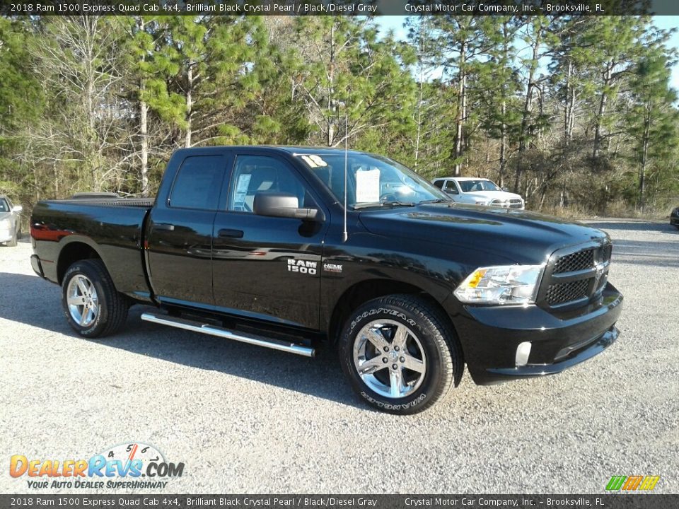2018 Ram 1500 Express Quad Cab 4x4 Brilliant Black Crystal Pearl / Black/Diesel Gray Photo #7