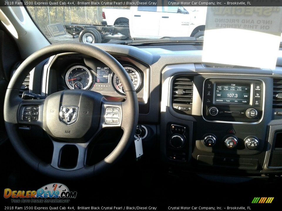 2018 Ram 1500 Express Quad Cab 4x4 Brilliant Black Crystal Pearl / Black/Diesel Gray Photo #13