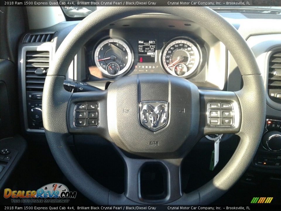 2018 Ram 1500 Express Quad Cab 4x4 Brilliant Black Crystal Pearl / Black/Diesel Gray Photo #14