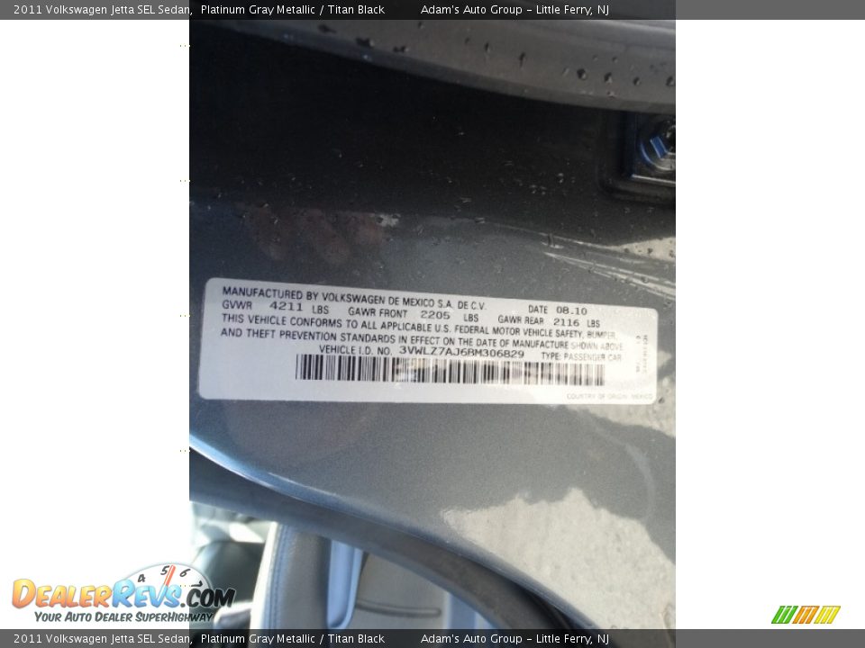2011 Volkswagen Jetta SEL Sedan Platinum Gray Metallic / Titan Black Photo #20