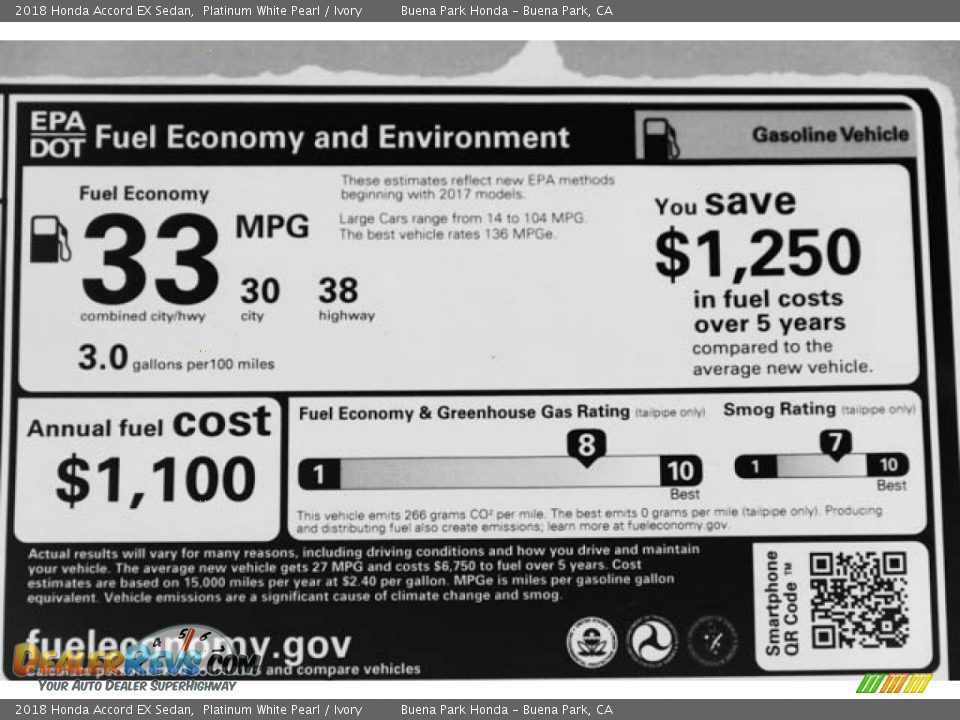 2018 Honda Accord EX Sedan Platinum White Pearl / Ivory Photo #27