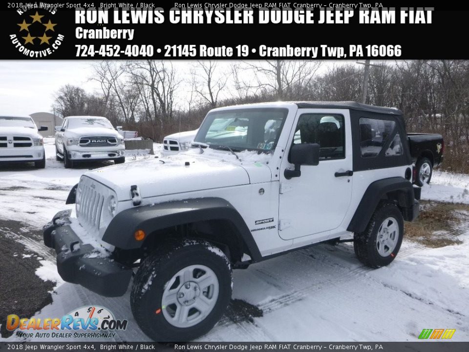 2018 Jeep Wrangler Sport 4x4 Bright White / Black Photo #1