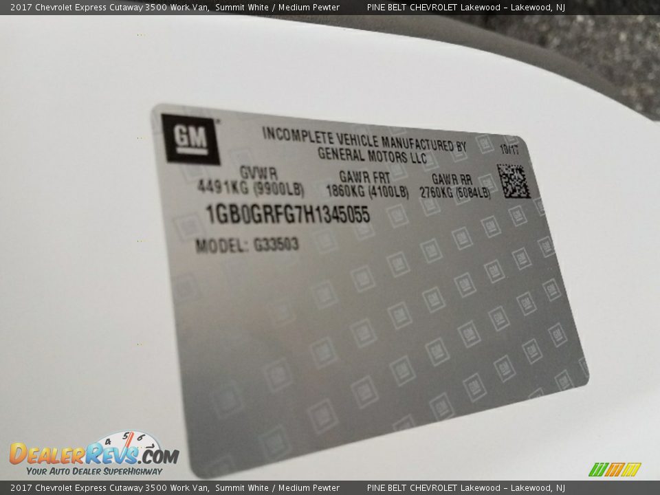 2017 Chevrolet Express Cutaway 3500 Work Van Summit White / Medium Pewter Photo #8