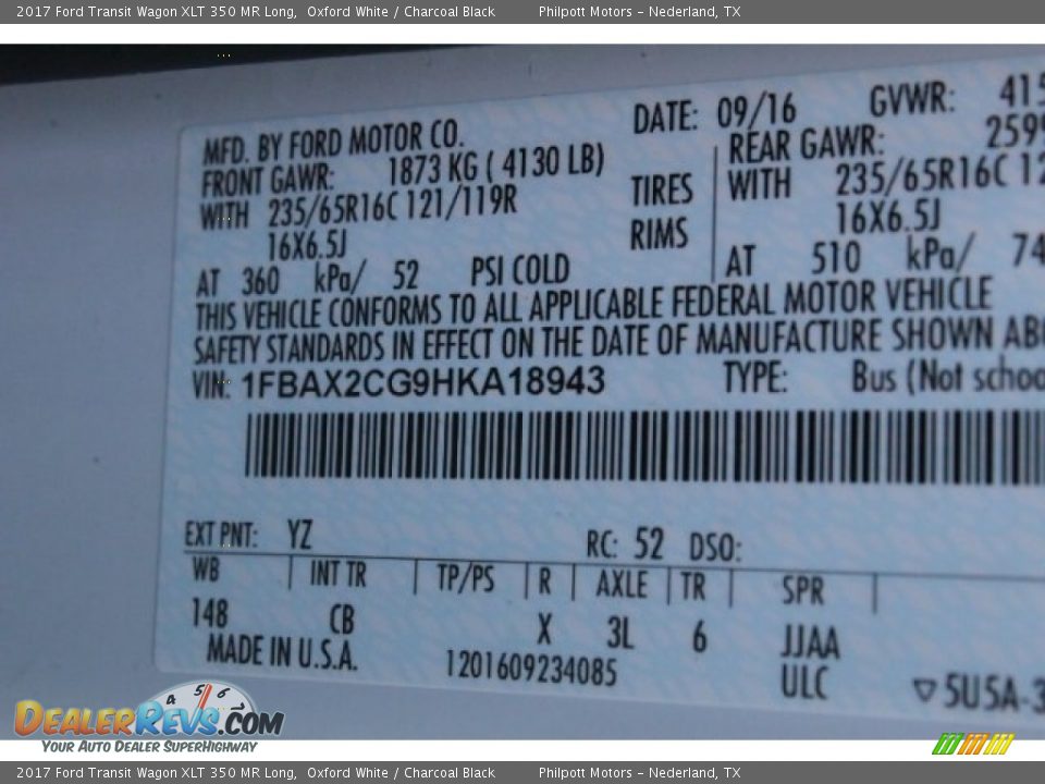 2017 Ford Transit Wagon XLT 350 MR Long Oxford White / Charcoal Black Photo #31