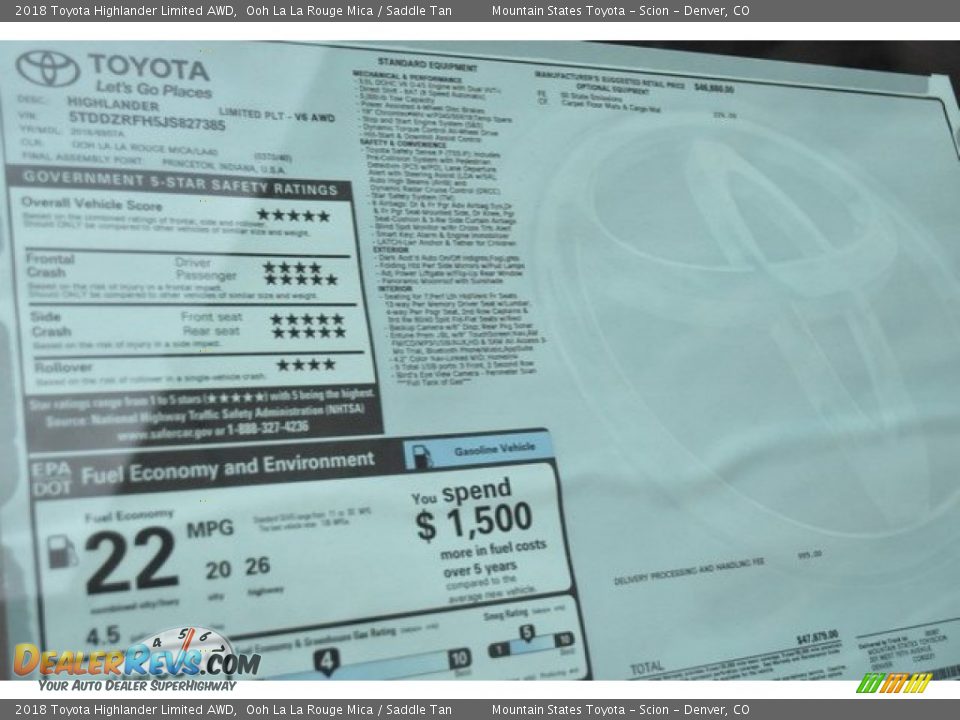 2018 Toyota Highlander Limited AWD Ooh La La Rouge Mica / Saddle Tan Photo #36