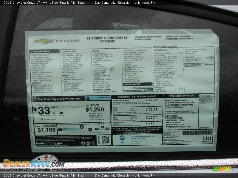 2018 Chevrolet Cruze LT Arctic Blue Metallic / Jet Black Photo #5