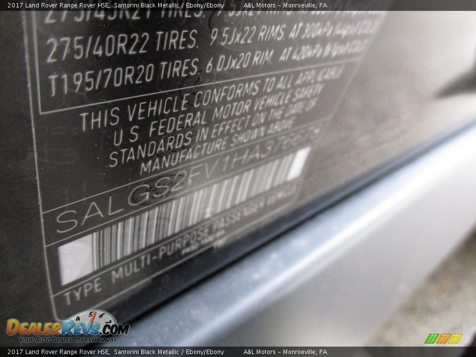 2017 Land Rover Range Rover HSE Santorini Black Metallic / Ebony/Ebony Photo #20