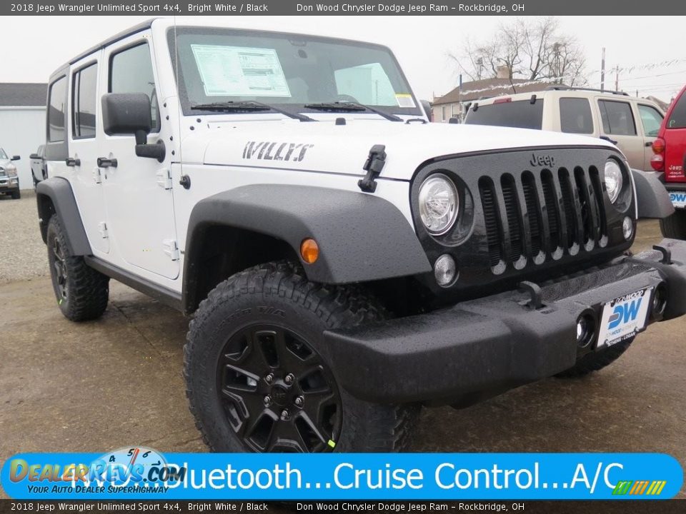 2018 Jeep Wrangler Unlimited Sport 4x4 Bright White / Black Photo #1