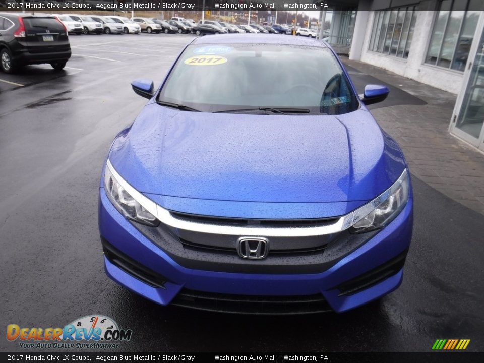 2017 Honda Civic LX Coupe Aegean Blue Metallic / Black/Gray Photo #3