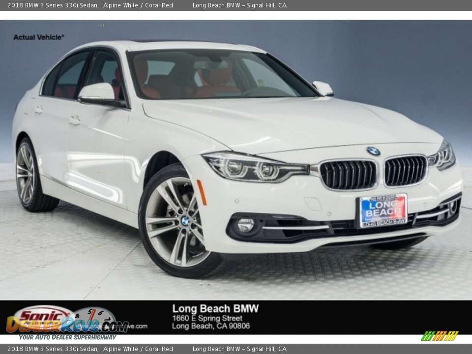 2018 BMW 3 Series 330i Sedan Alpine White / Coral Red Photo #1
