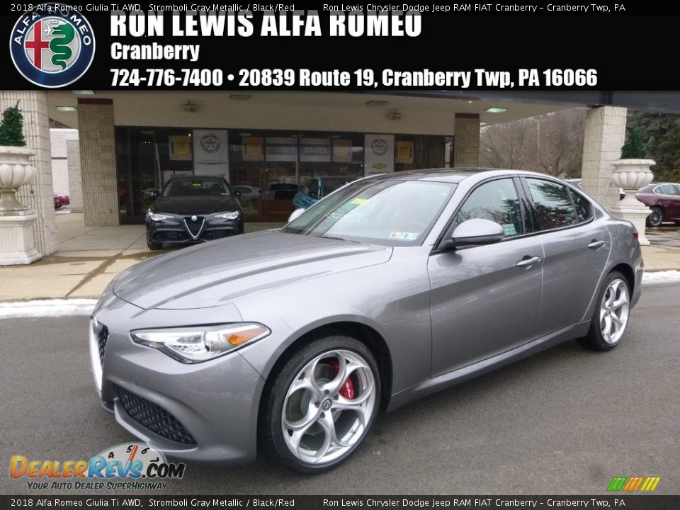 2018 Alfa Romeo Giulia Ti AWD Stromboli Gray Metallic / Black/Red Photo #1