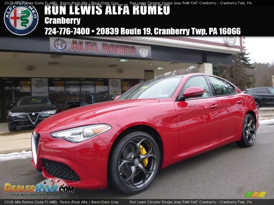 2018 Alfa Romeo Giulia Ti AWD Rosso (Red) Alfa / Black/Dark Gray Photo #1