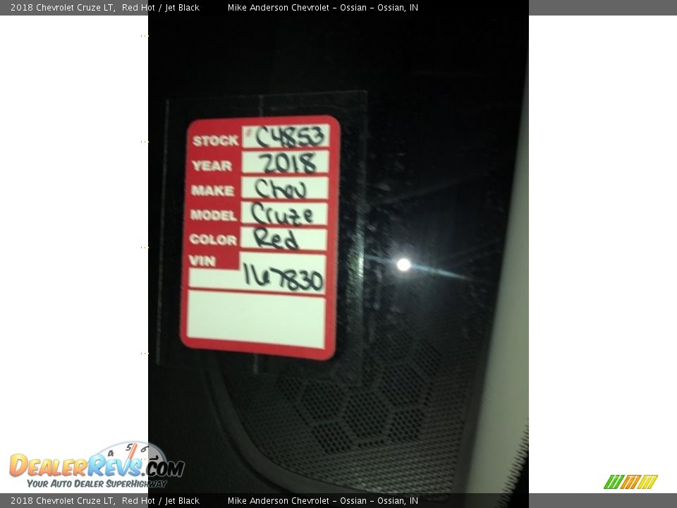 2018 Chevrolet Cruze LT Red Hot / Jet Black Photo #29