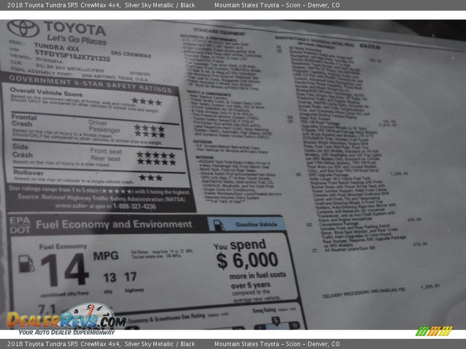 2018 Toyota Tundra SR5 CrewMax 4x4 Silver Sky Metallic / Black Photo #36