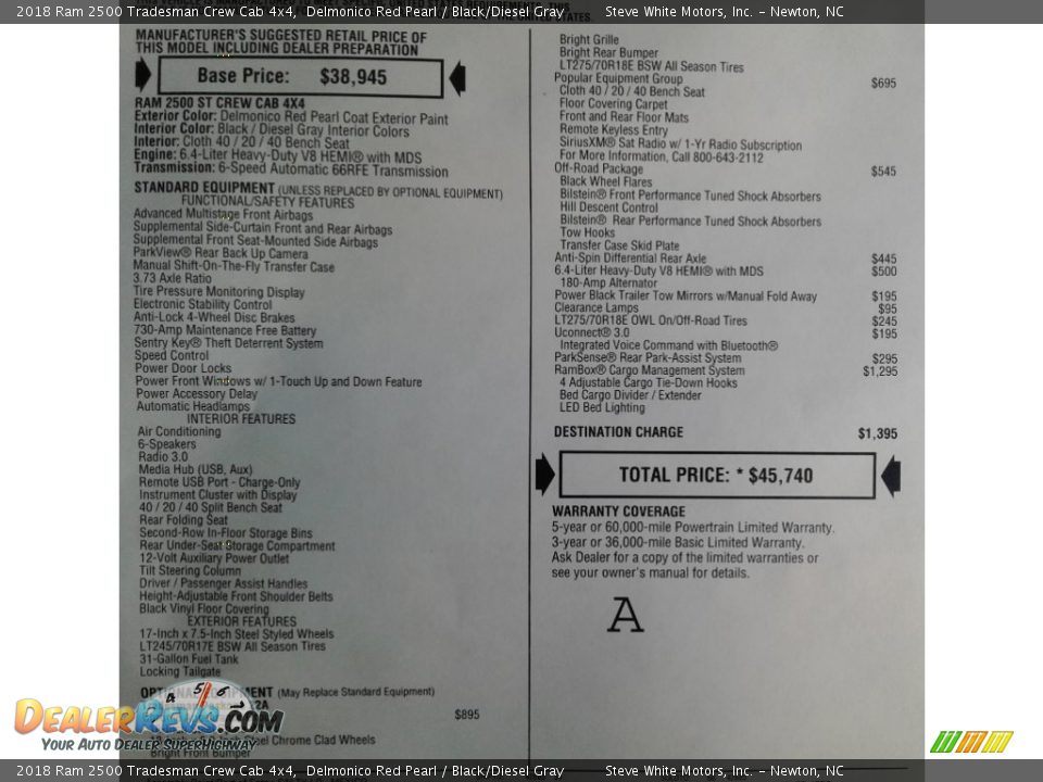 2018 Ram 2500 Tradesman Crew Cab 4x4 Delmonico Red Pearl / Black/Diesel Gray Photo #29