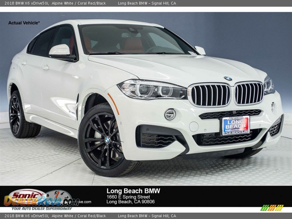 2018 BMW X6 xDrive50i Alpine White / Coral Red/Black Photo #1