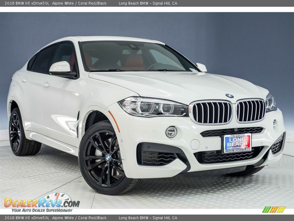 2018 BMW X6 xDrive50i Alpine White / Coral Red/Black Photo #11