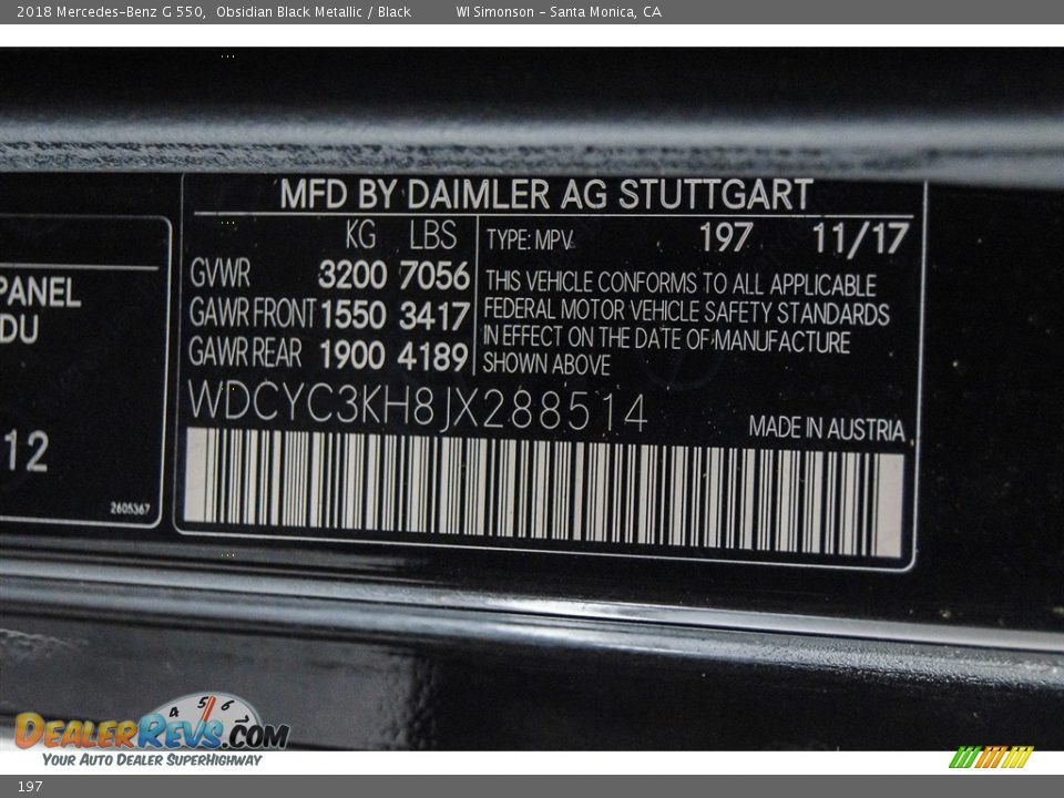 Mercedes-Benz Color Code 197 Obsidian Black Metallic