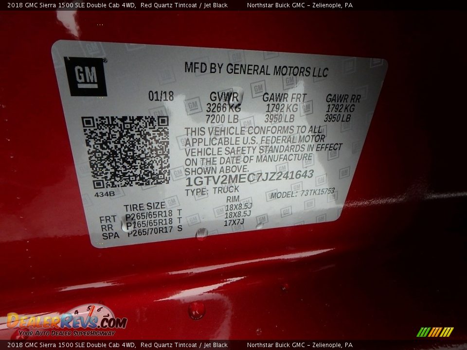 2018 GMC Sierra 1500 SLE Double Cab 4WD Red Quartz Tintcoat / Jet Black Photo #16