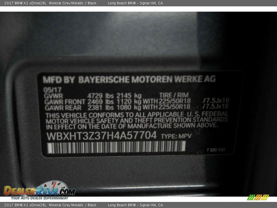 2017 BMW X1 xDrive28i Mineral Grey Metallic / Black Photo #18