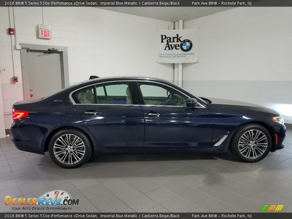 2018 BMW 5 Series 530e iPerfomance xDrive Sedan Imperial Blue Metallic / Canberra Beige/Black Photo #8