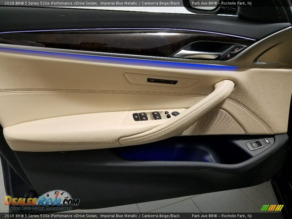 2018 BMW 5 Series 530e iPerfomance xDrive Sedan Imperial Blue Metallic / Canberra Beige/Black Photo #14