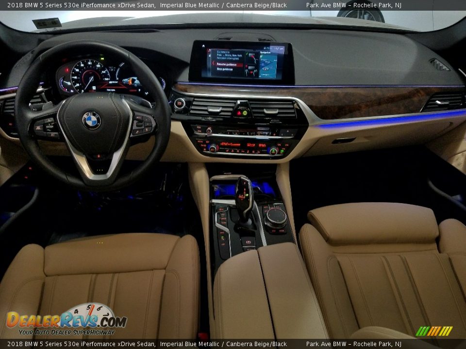 2018 BMW 5 Series 530e iPerfomance xDrive Sedan Imperial Blue Metallic / Canberra Beige/Black Photo #24
