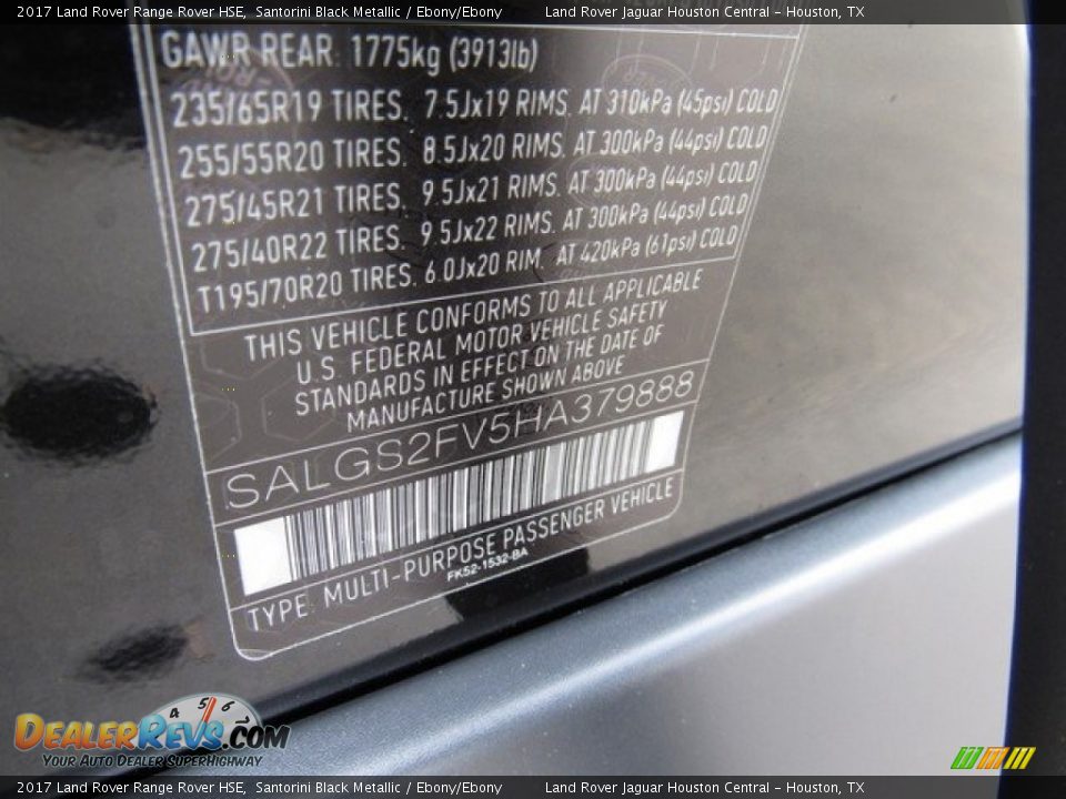 2017 Land Rover Range Rover HSE Santorini Black Metallic / Ebony/Ebony Photo #25