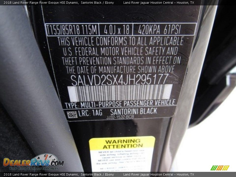 2018 Land Rover Range Rover Evoque HSE Dynamic Santorini Black / Ebony Photo #25