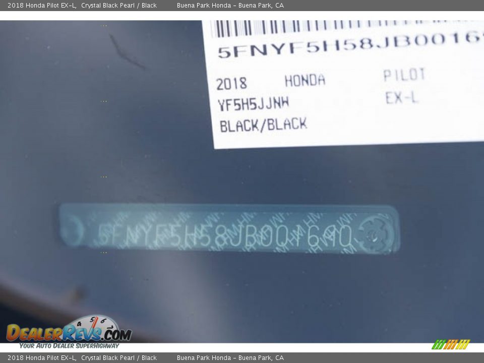 2018 Honda Pilot EX-L Crystal Black Pearl / Black Photo #20
