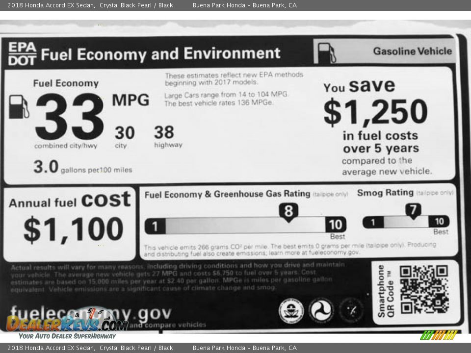 2018 Honda Accord EX Sedan Crystal Black Pearl / Black Photo #30