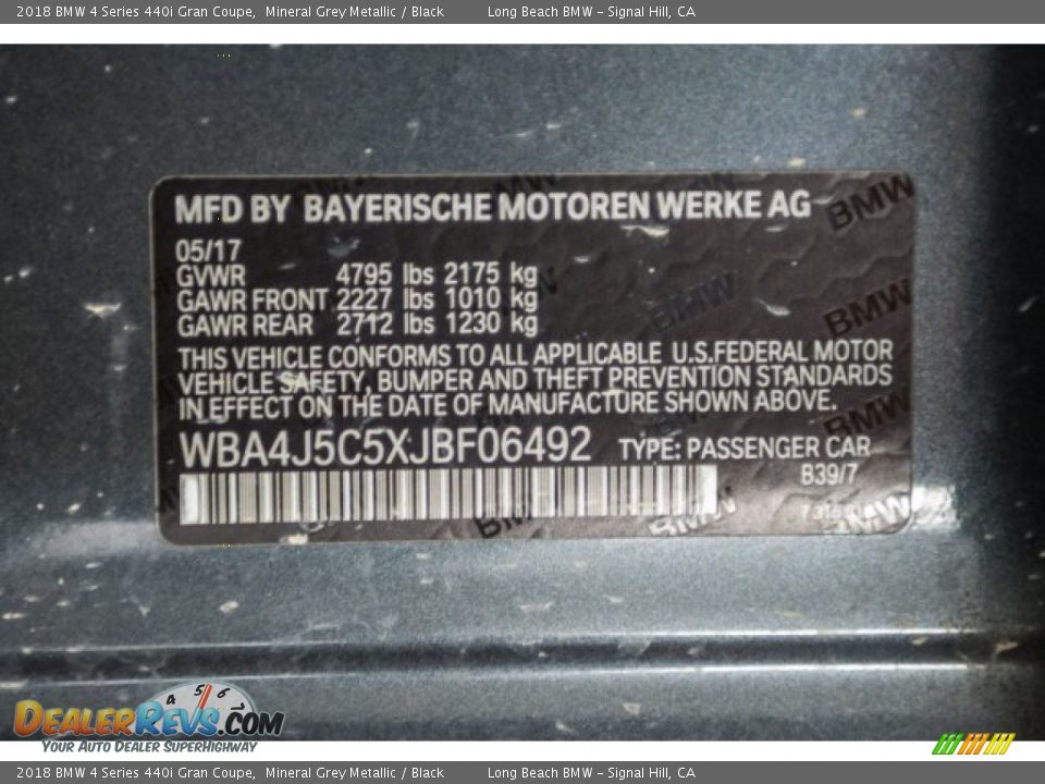 2018 BMW 4 Series 440i Gran Coupe Mineral Grey Metallic / Black Photo #17