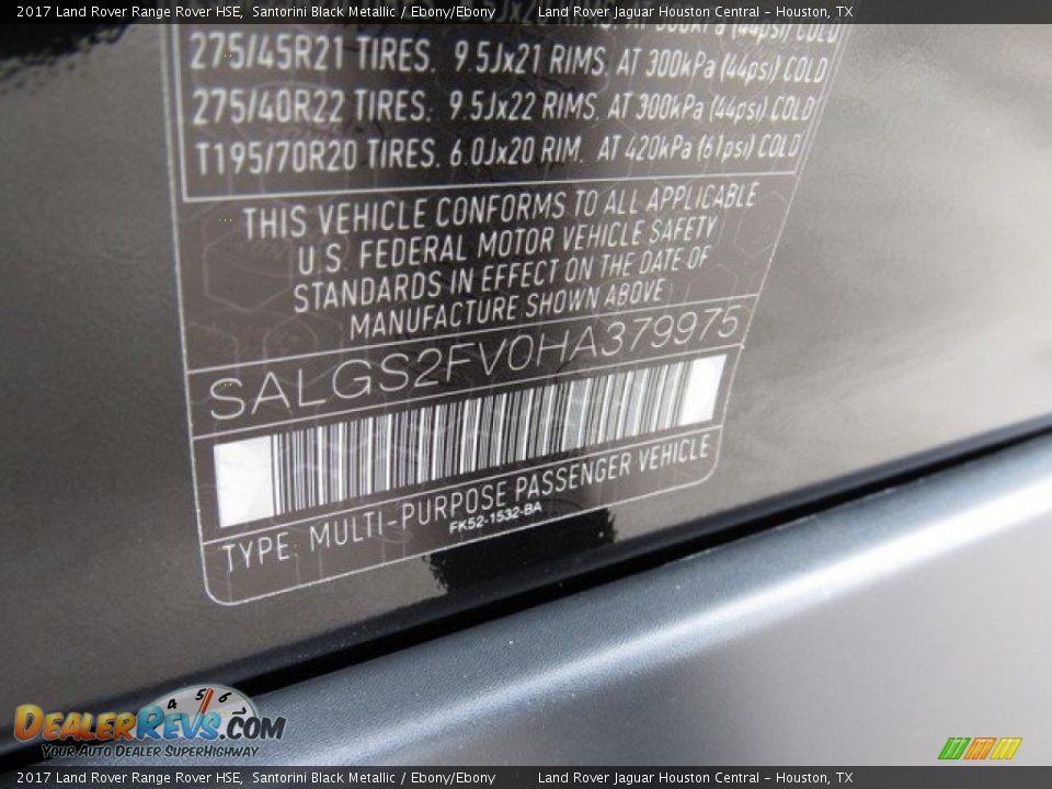 2017 Land Rover Range Rover HSE Santorini Black Metallic / Ebony/Ebony Photo #25