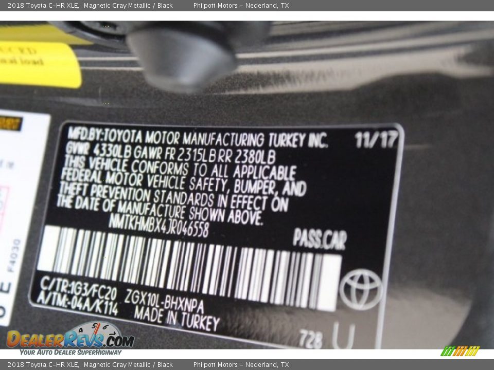 2018 Toyota C-HR XLE Magnetic Gray Metallic / Black Photo #33