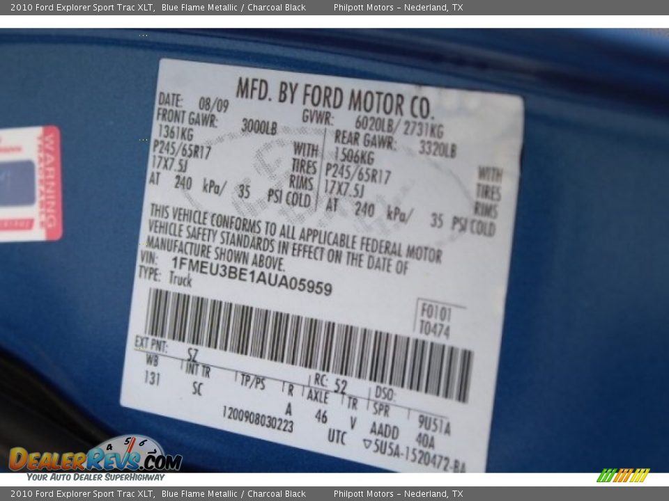 2010 Ford Explorer Sport Trac XLT Blue Flame Metallic / Charcoal Black Photo #30