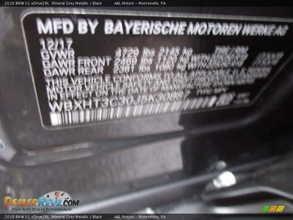2018 BMW X1 xDrive28i Mineral Grey Metallic / Black Photo #19