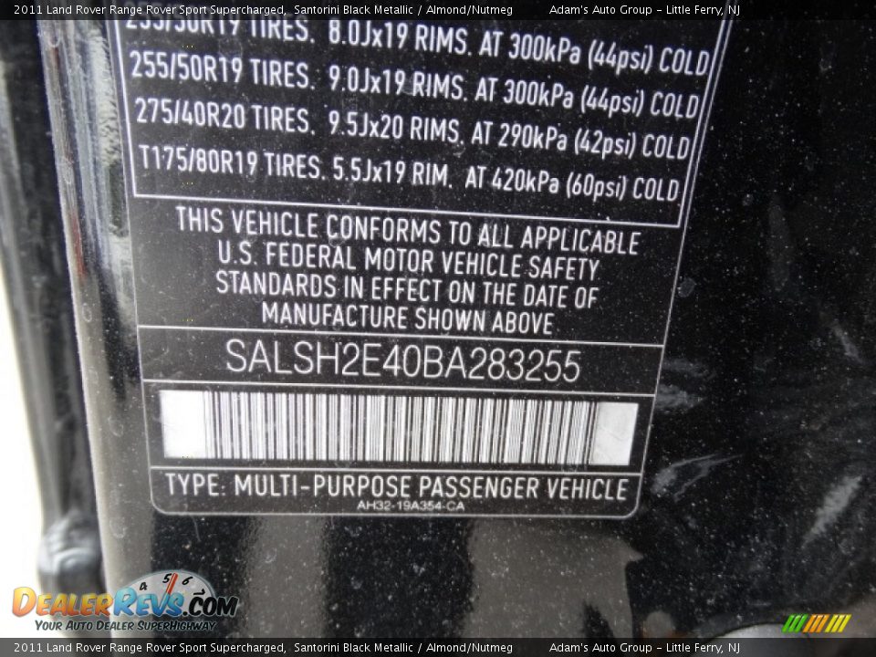 2011 Land Rover Range Rover Sport Supercharged Santorini Black Metallic / Almond/Nutmeg Photo #13