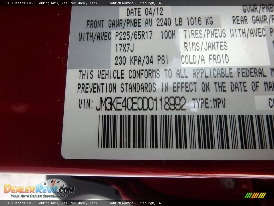 2013 Mazda CX-5 Touring AWD Zeal Red Mica / Black Photo #27