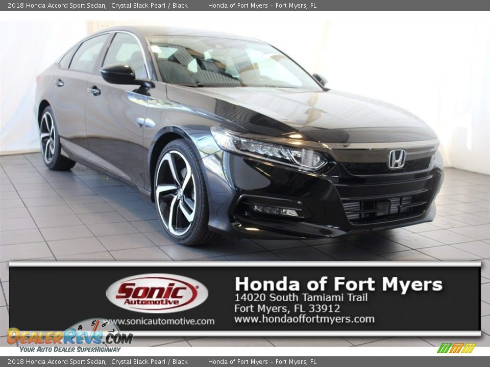 2018 Honda Accord Sport Sedan Crystal Black Pearl / Black Photo #1