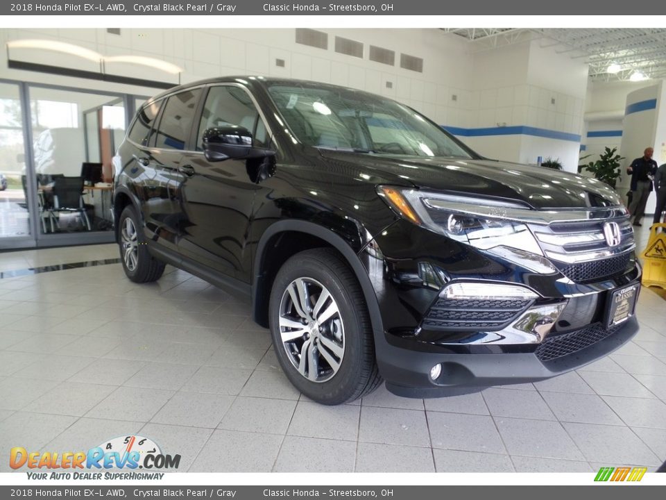 2018 Honda Pilot EX-L AWD Crystal Black Pearl / Gray Photo #3