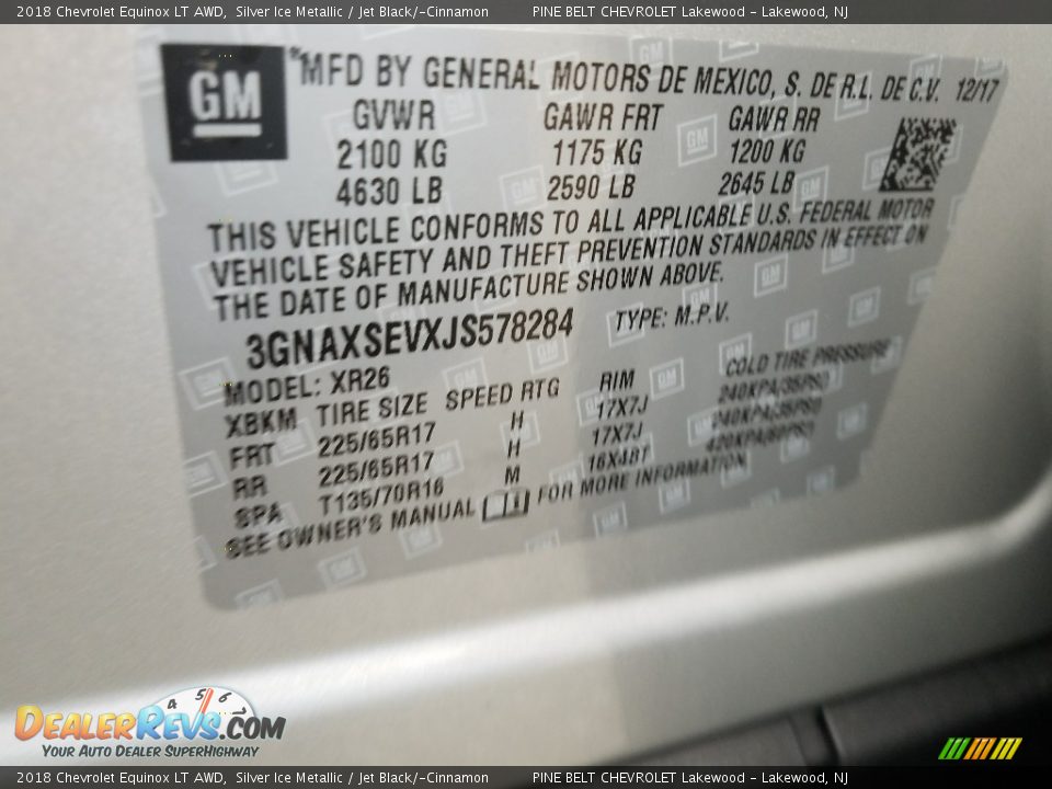 2018 Chevrolet Equinox LT AWD Silver Ice Metallic / Jet Black/­Cinnamon Photo #8