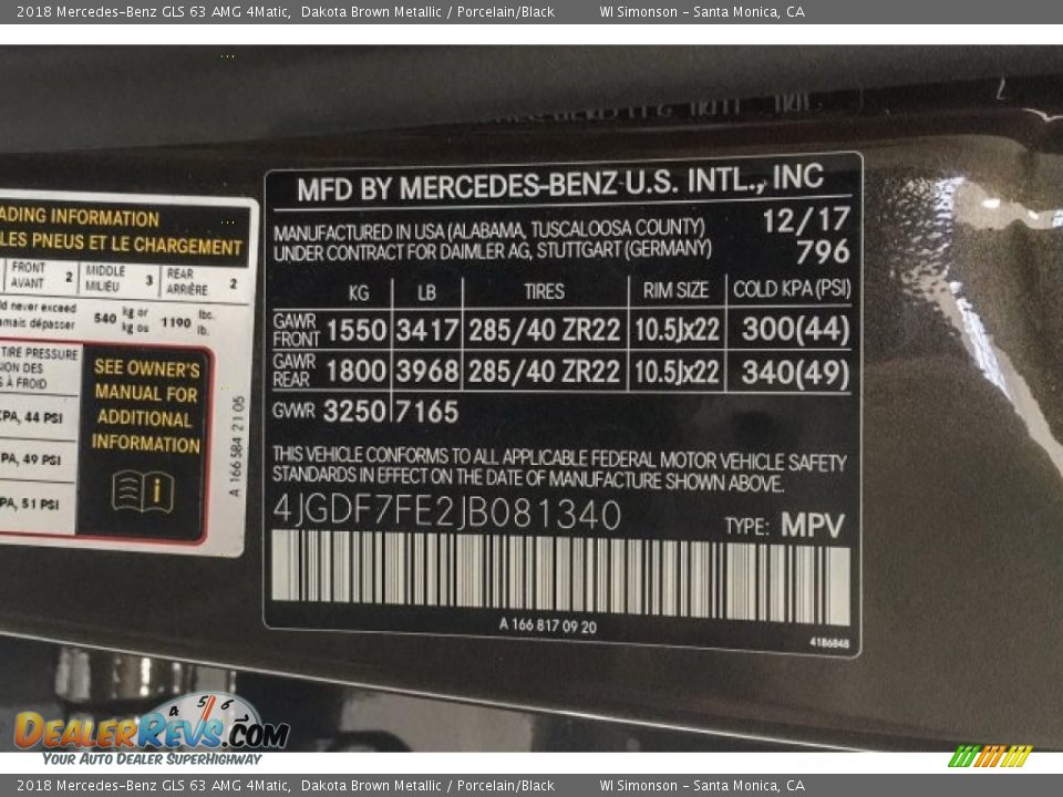 2018 Mercedes-Benz GLS 63 AMG 4Matic Dakota Brown Metallic / Porcelain/Black Photo #11