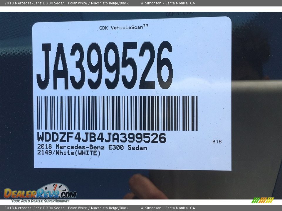 2018 Mercedes-Benz E 300 Sedan Polar White / Macchiato Beige/Black Photo #10