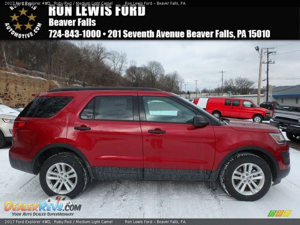 2017 Ford Explorer 4WD Ruby Red / Medium Light Camel Photo #1