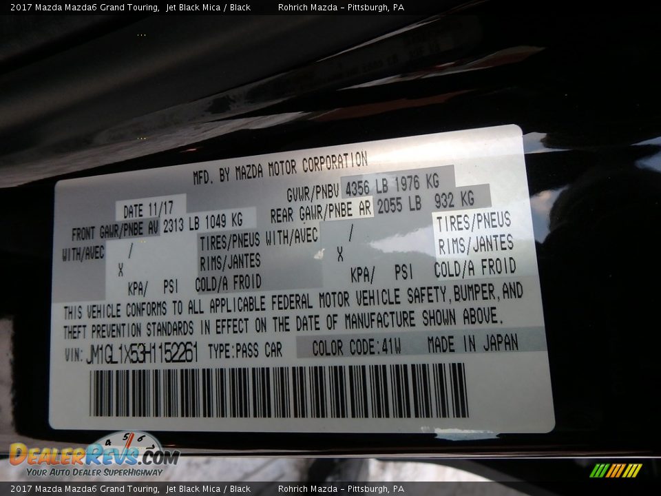 2017 Mazda Mazda6 Grand Touring Jet Black Mica / Black Photo #10