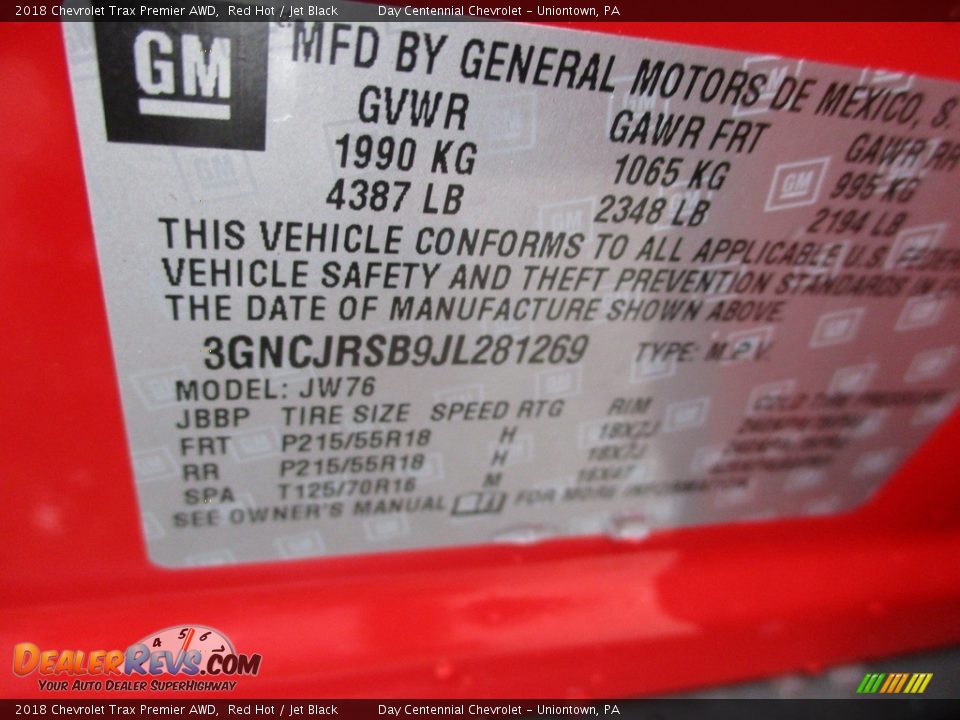 2018 Chevrolet Trax Premier AWD Red Hot / Jet Black Photo #15