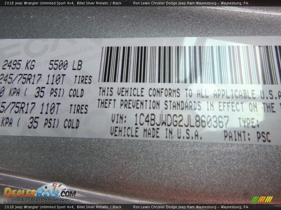 2018 Jeep Wrangler Unlimited Sport 4x4 Billet Silver Metallic / Black Photo #15