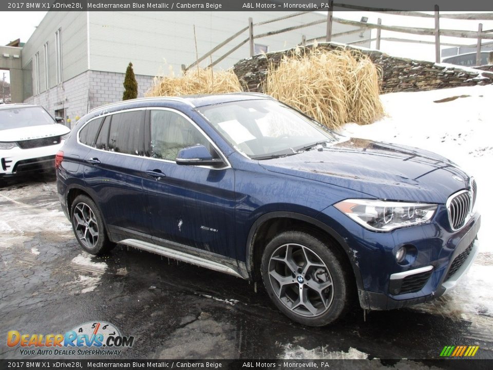 2017 BMW X1 xDrive28i Mediterranean Blue Metallic / Canberra Beige Photo #1